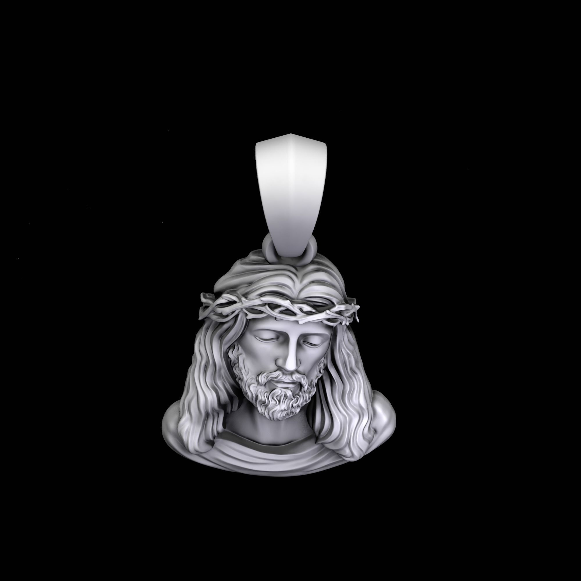 Jesus pendant 2 3D print model_4