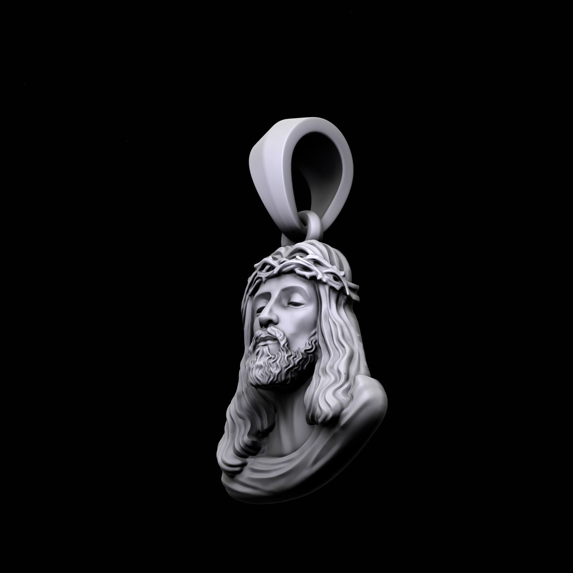 Jesus pendant 2 3D print model_3