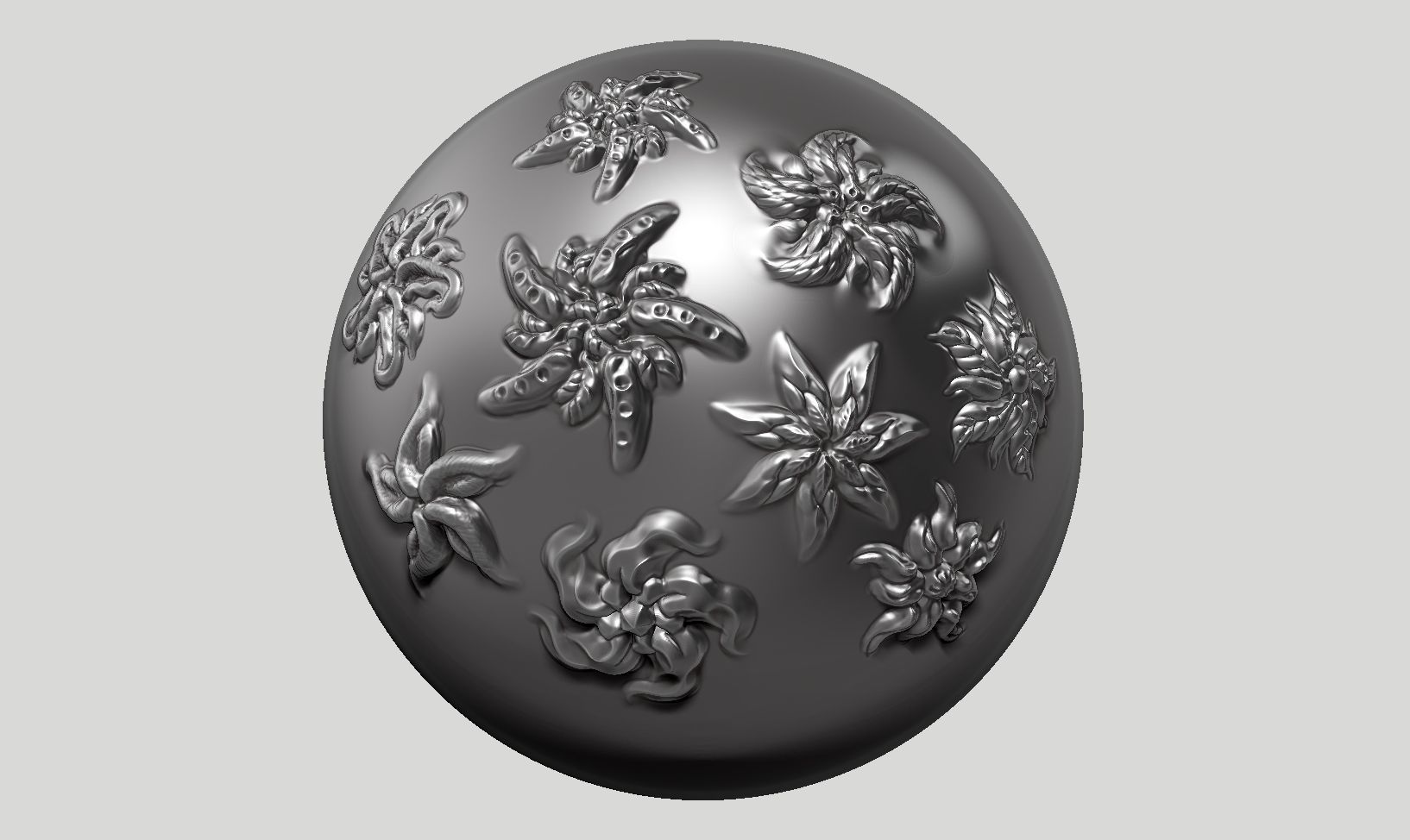 20 flower ornament VDM brushes a01 for Zbrush 3D print model_4