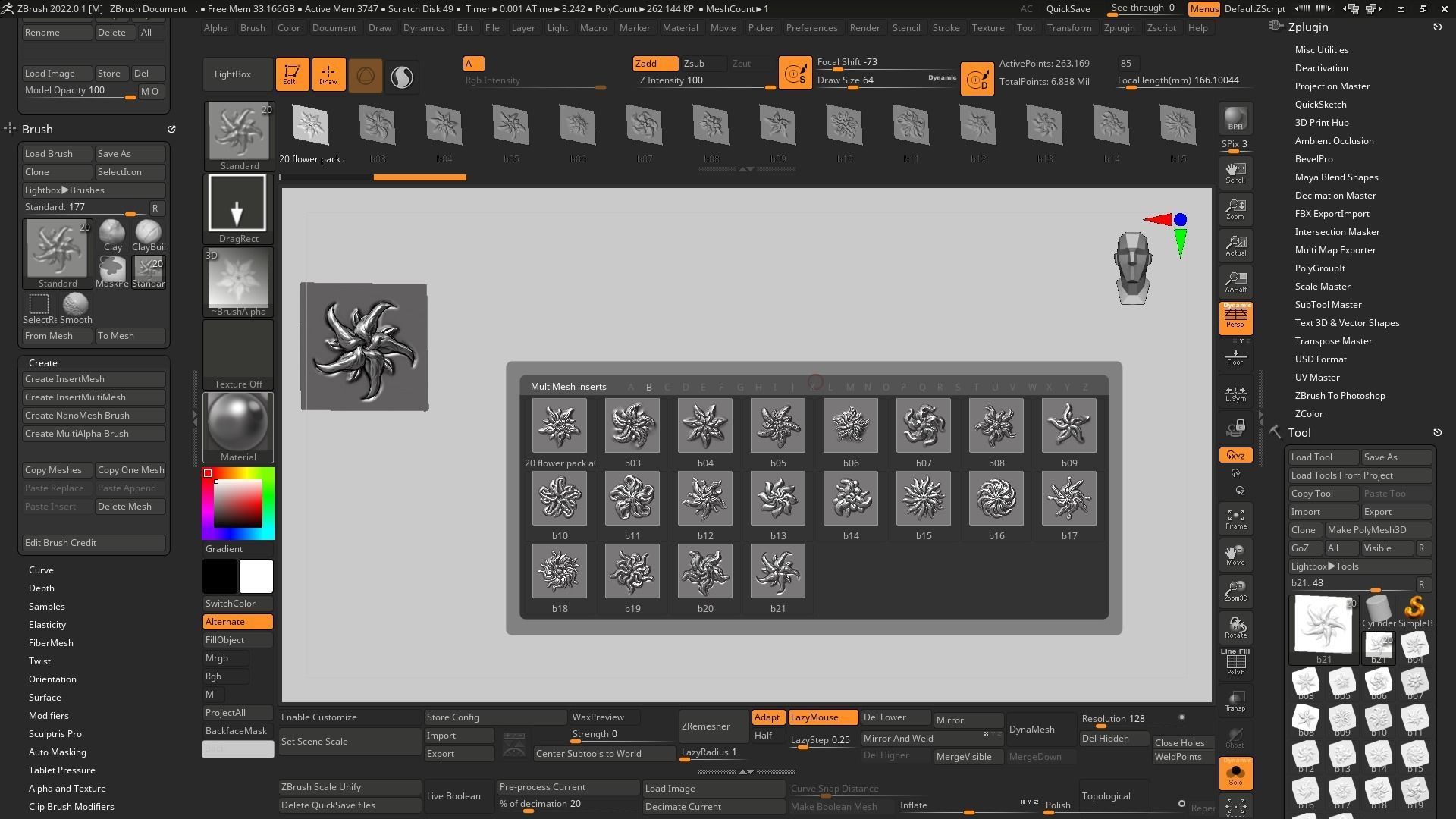20 flower ornament VDM brushes a01 for Zbrush 3D print model_29