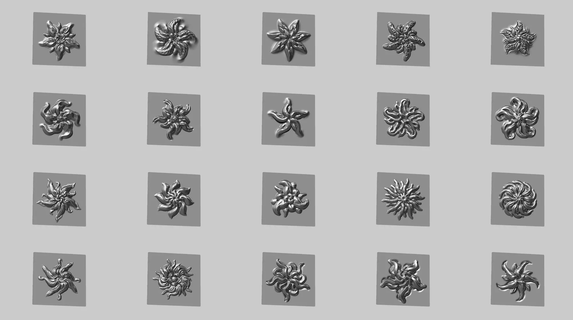 20 flower ornament VDM brushes a01 for Zbrush 3D print model_0