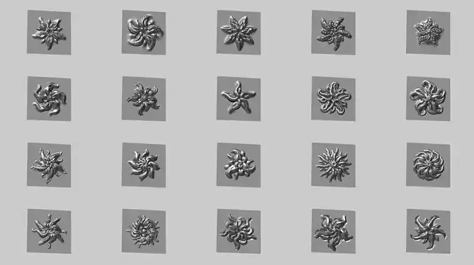 20 flower ornament VDM brushes  a01 for  Zbrush   3D print model
