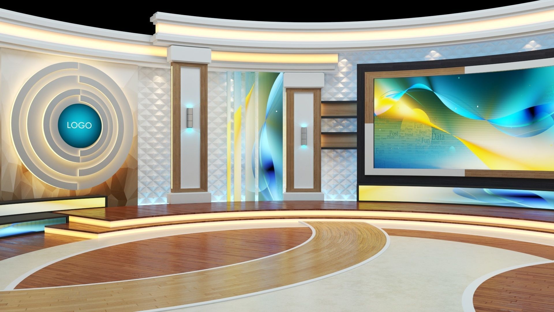 Virtual TV Studio  3D model_3