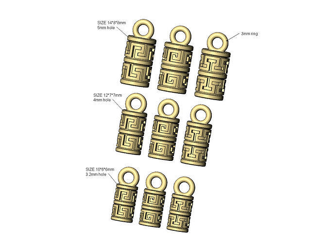 Double row greek key bracelet end caps 3D print model