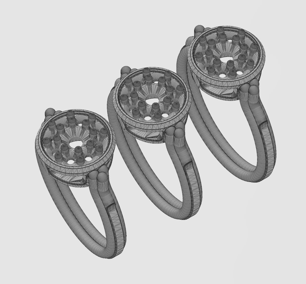 Round diamond cluster bead and rope ring US sizes 6 7 8 3D print model_13