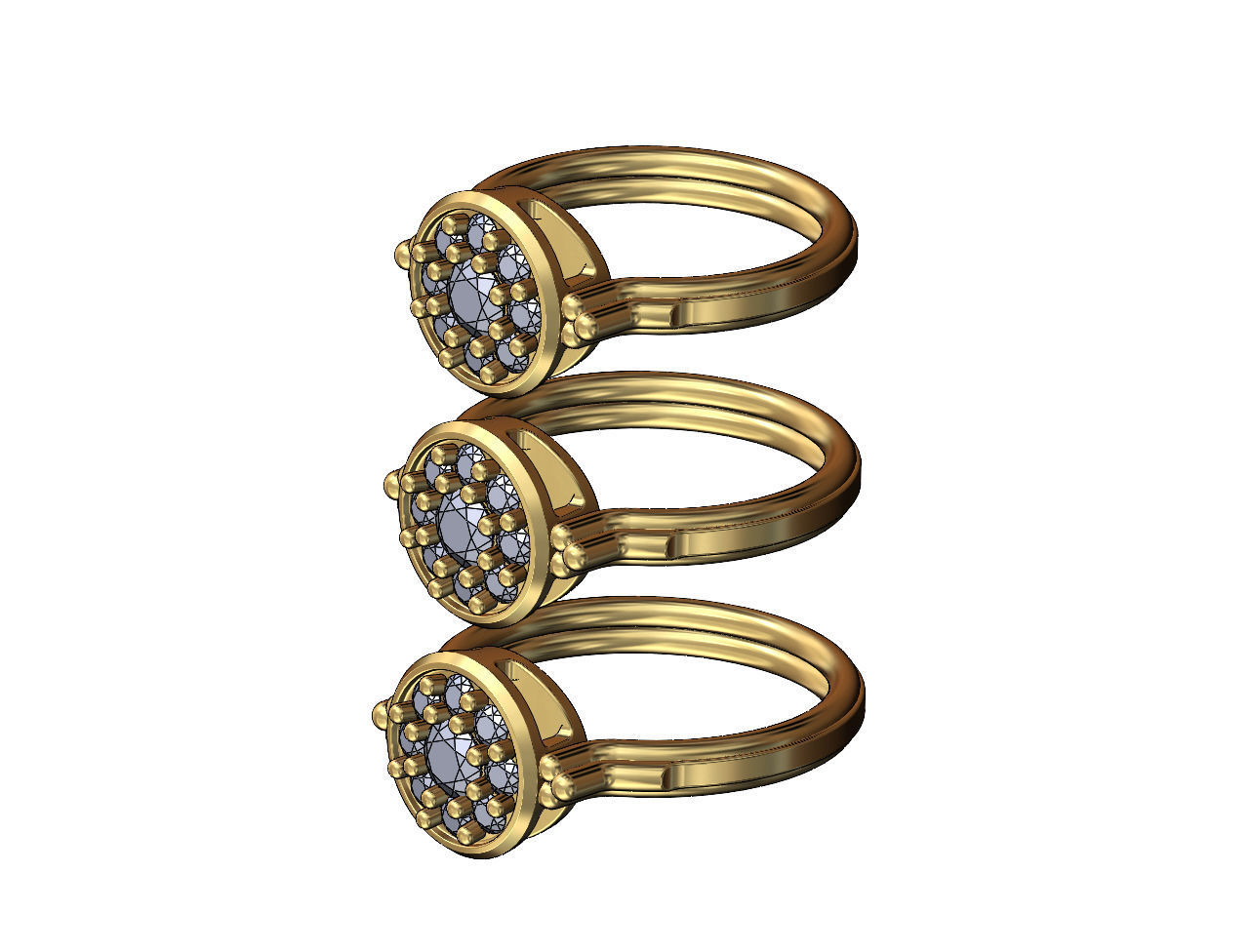 Round diamond cluster bead and rope ring US sizes 6 7 8 3D print model_3