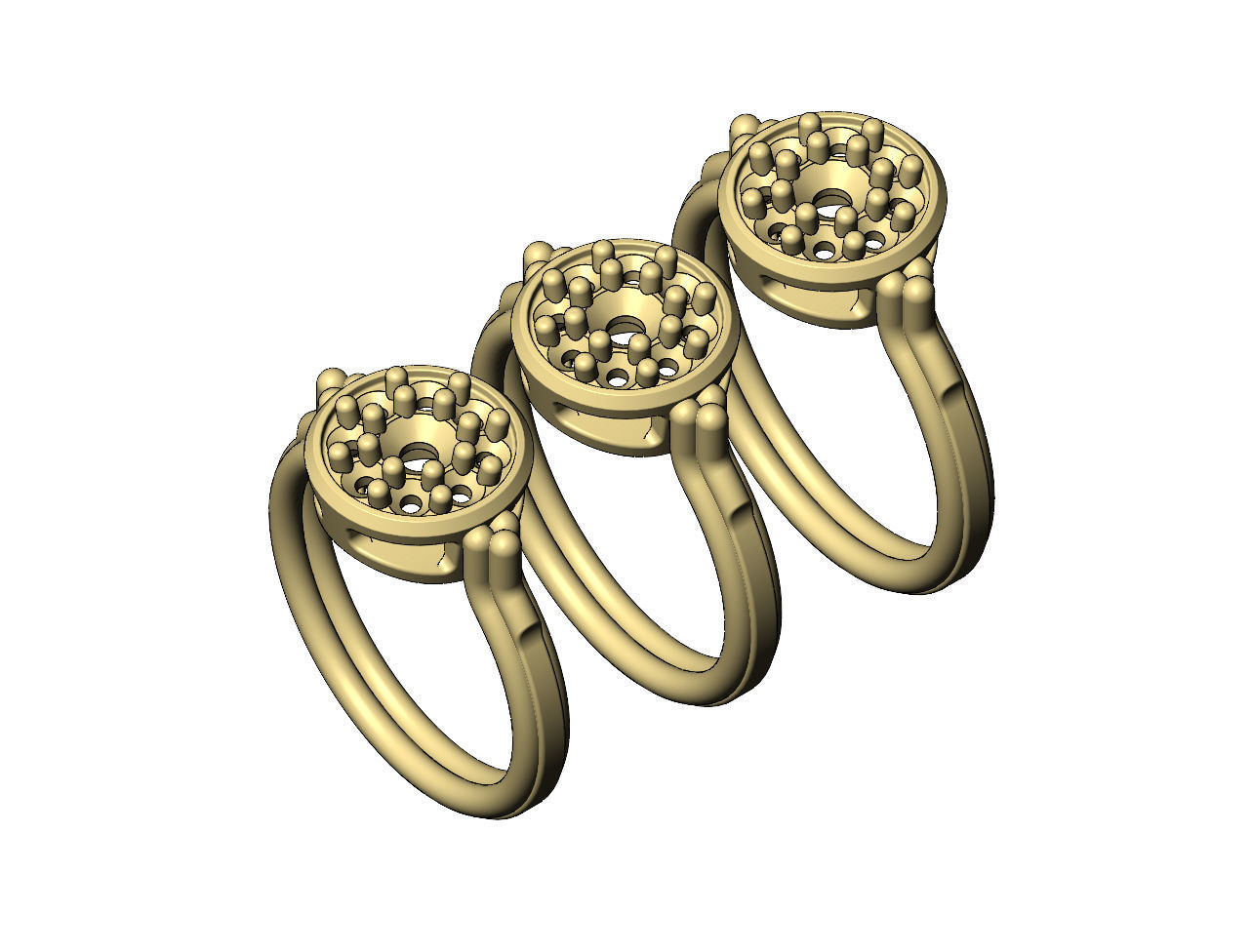 Round diamond cluster bead and rope ring US sizes 6 7 8 3D print model_5