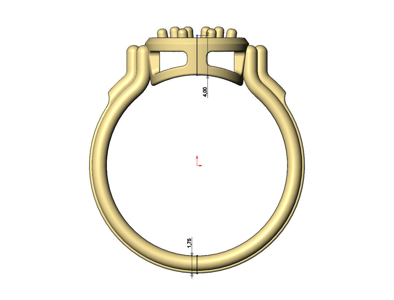 Round diamond cluster bead and rope ring US sizes 6 7 8 3D print model_7