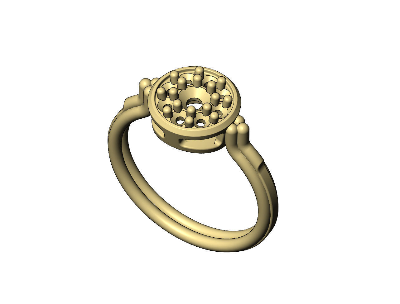 Round diamond cluster bead and rope ring US sizes 6 7 8 3D print model_6
