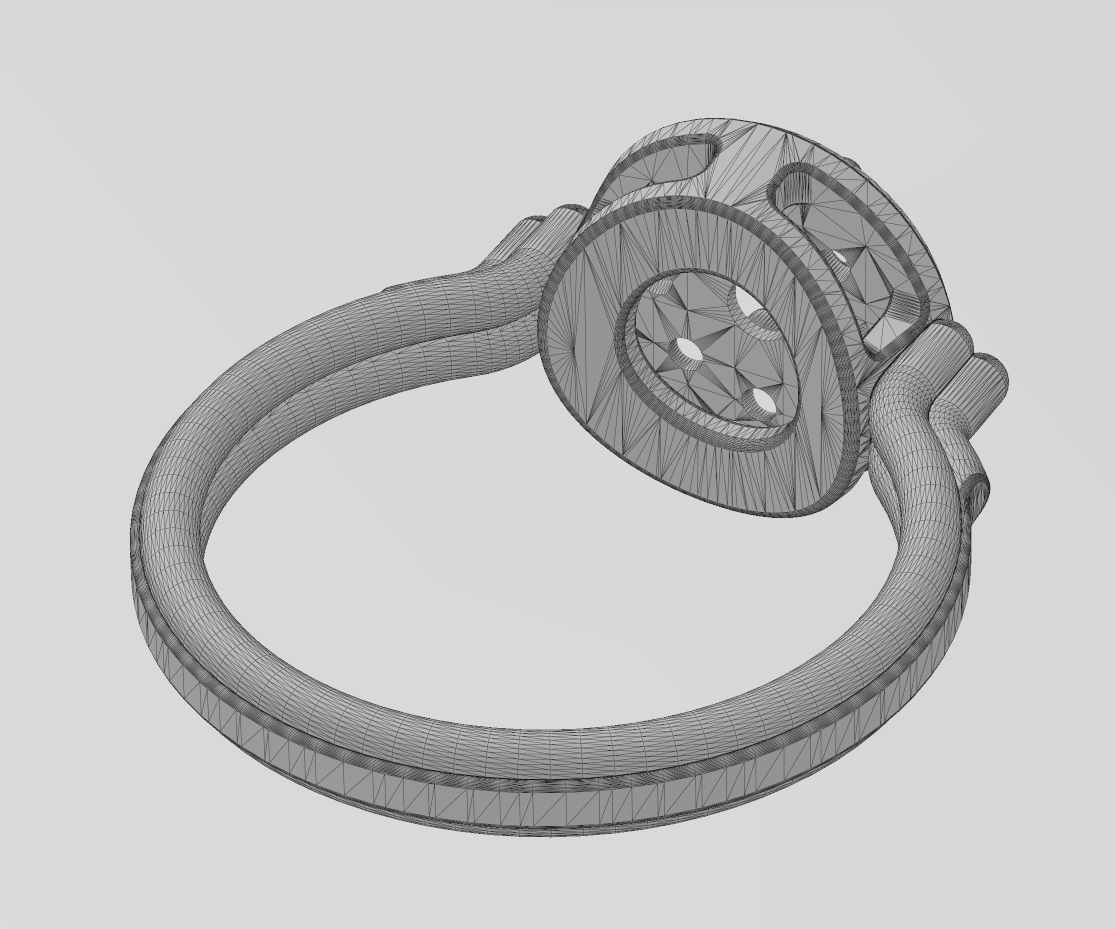 Round diamond cluster bead and rope ring US sizes 6 7 8 3D print model_14