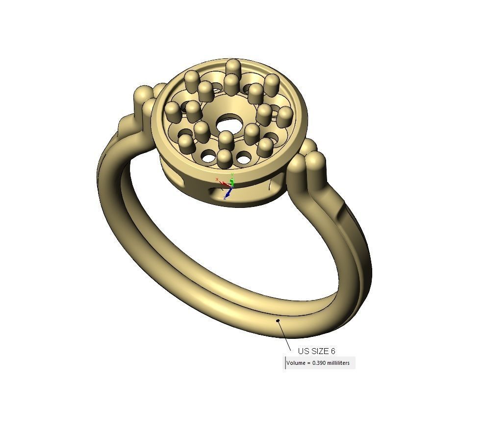 Round diamond cluster bead and rope ring US sizes 6 7 8 3D print model_10
