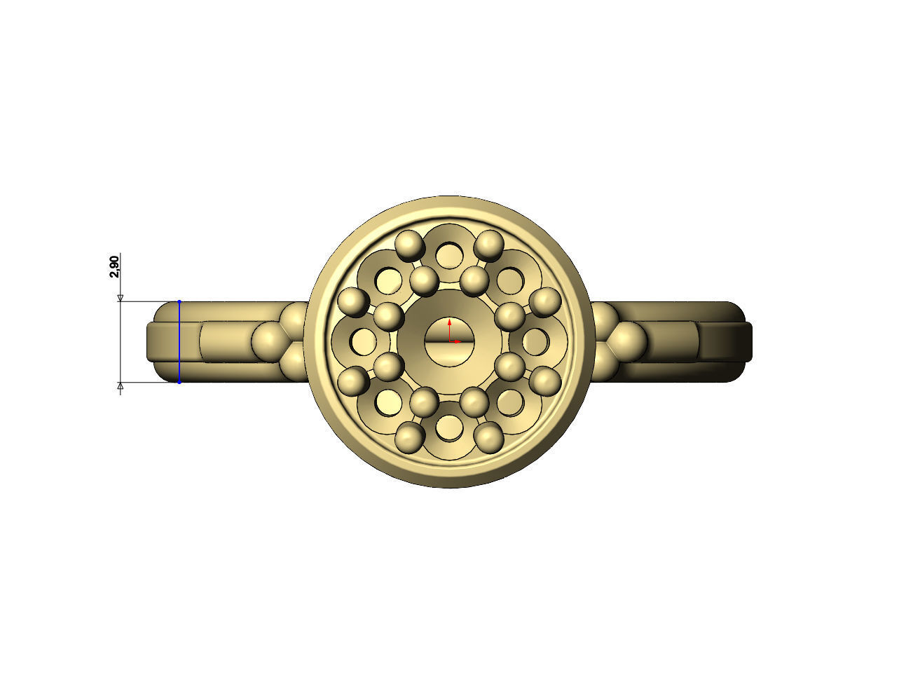 Round diamond cluster bead and rope ring US sizes 6 7 8 3D print model_9