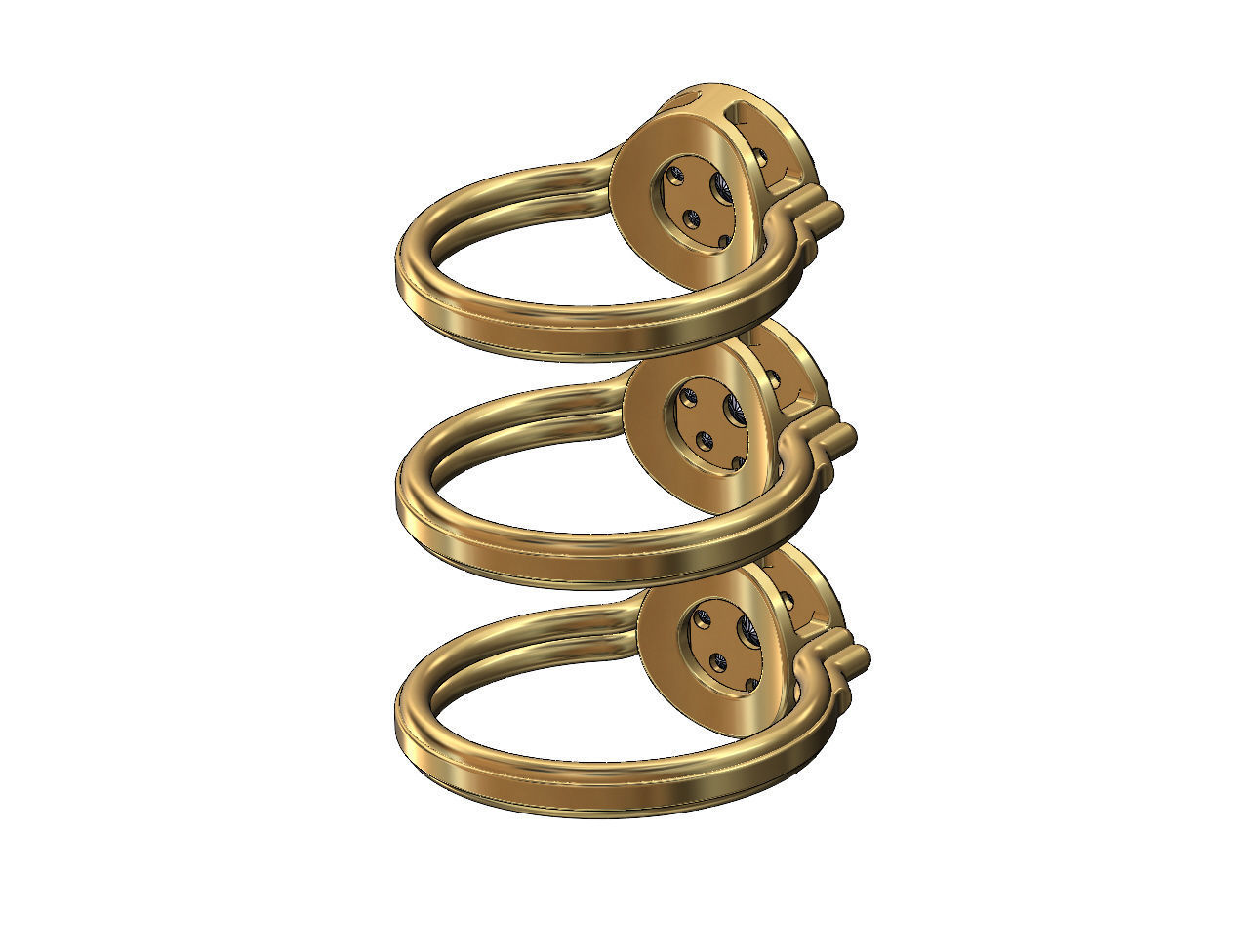 Round diamond cluster bead and rope ring US sizes 6 7 8 3D print model_4