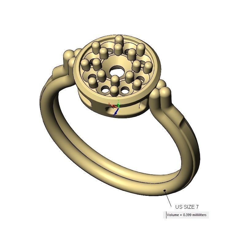 Round diamond cluster bead and rope ring US sizes 6 7 8 3D print model_11