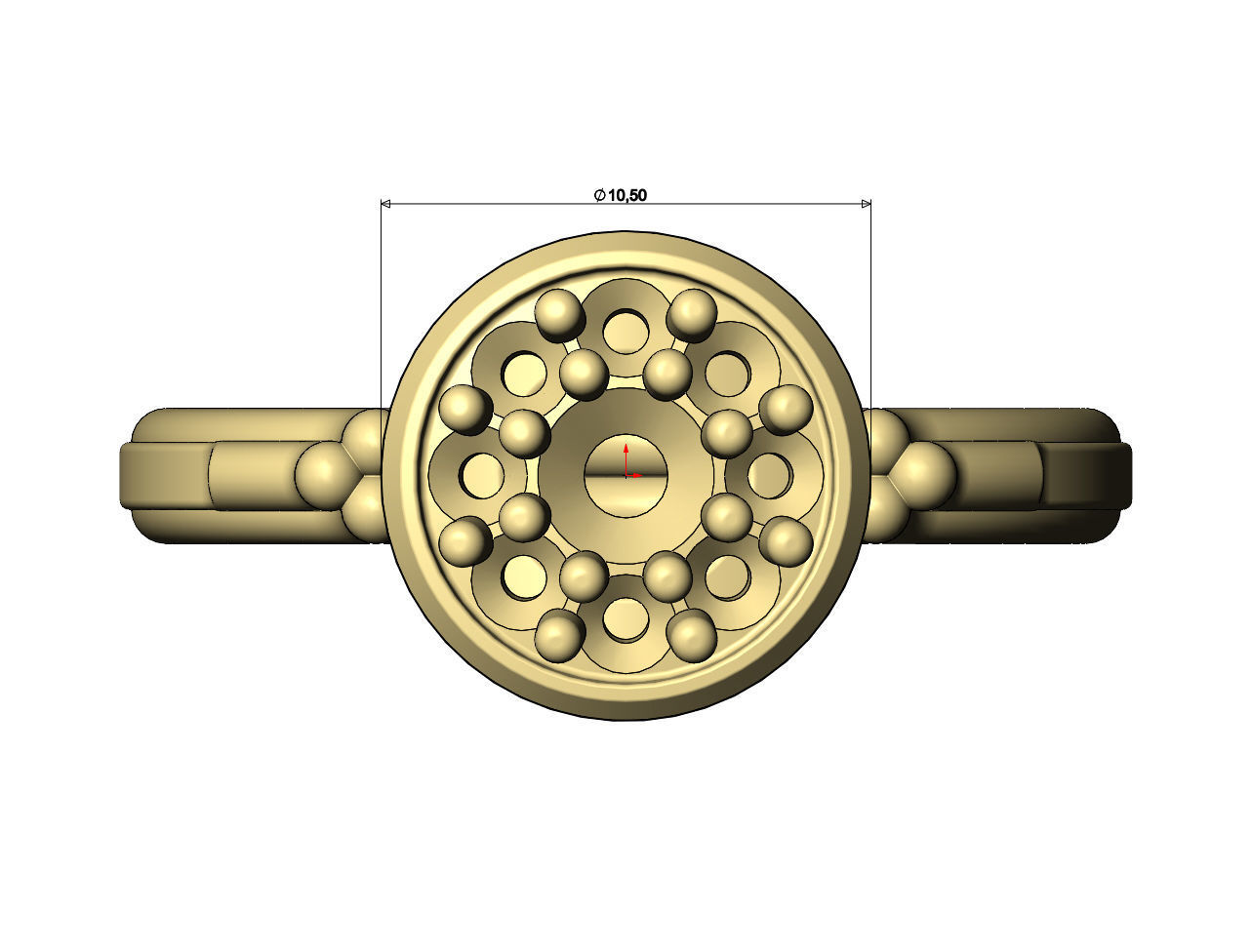 Round diamond cluster bead and rope ring US sizes 6 7 8 3D print model_8