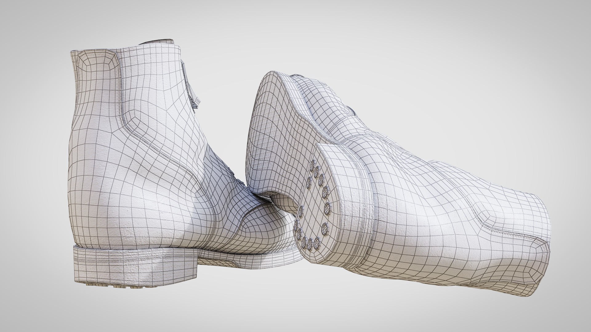 US WWII Service Shoes 3D model_5