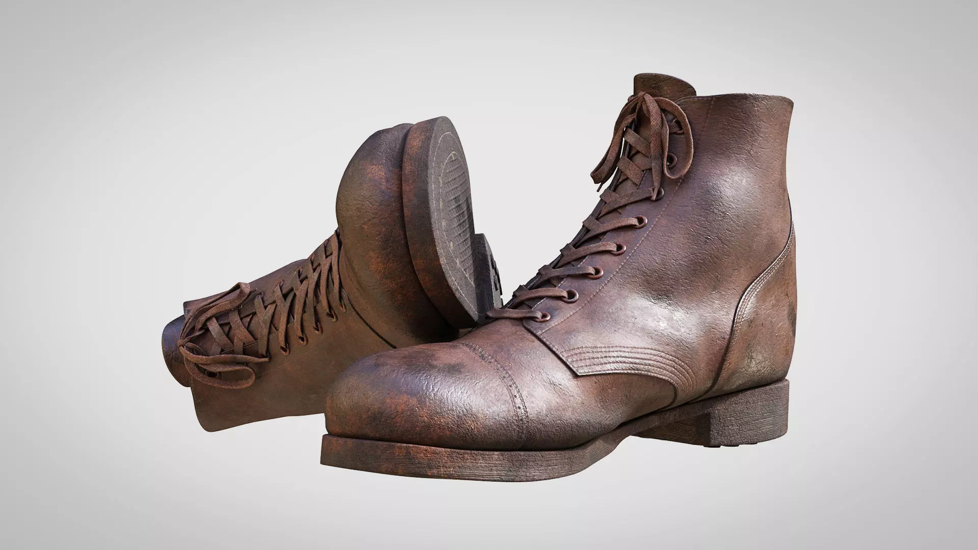 US WWII Service Shoes 3D model_0