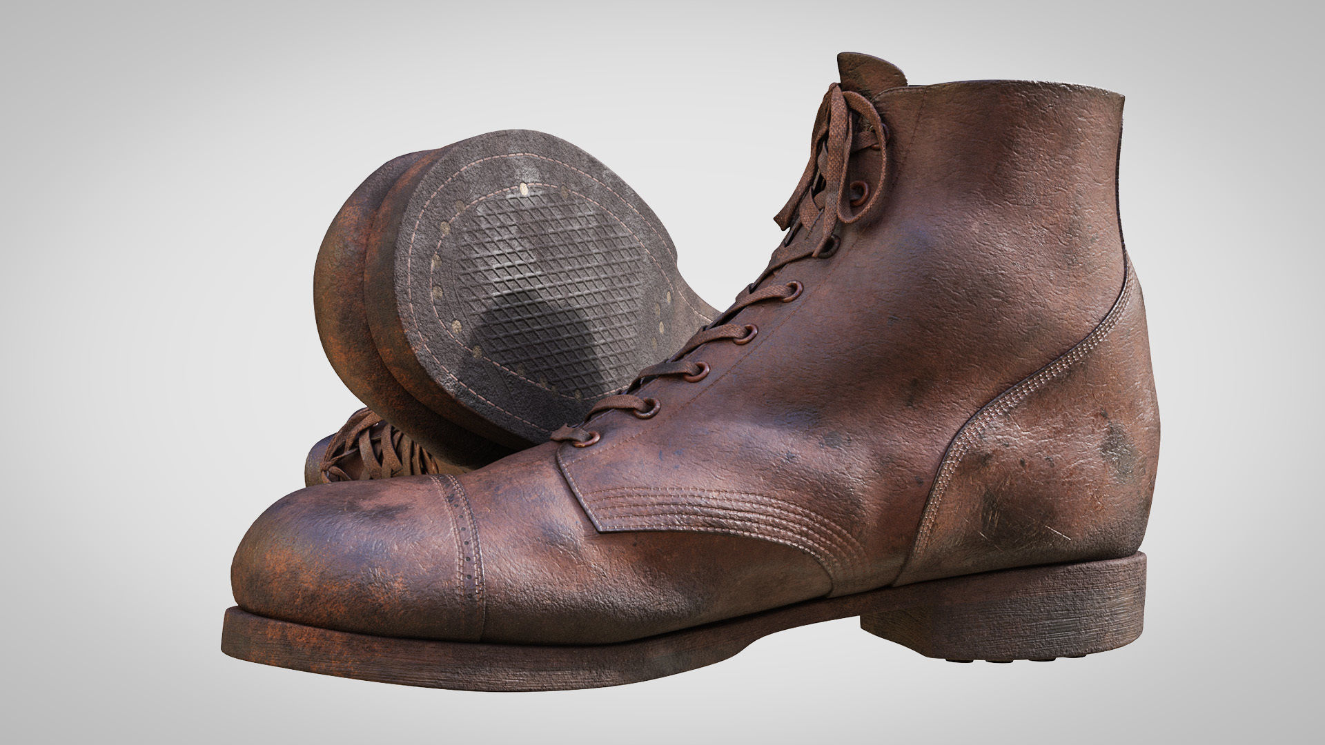 US WWII Service Shoes 3D model_3