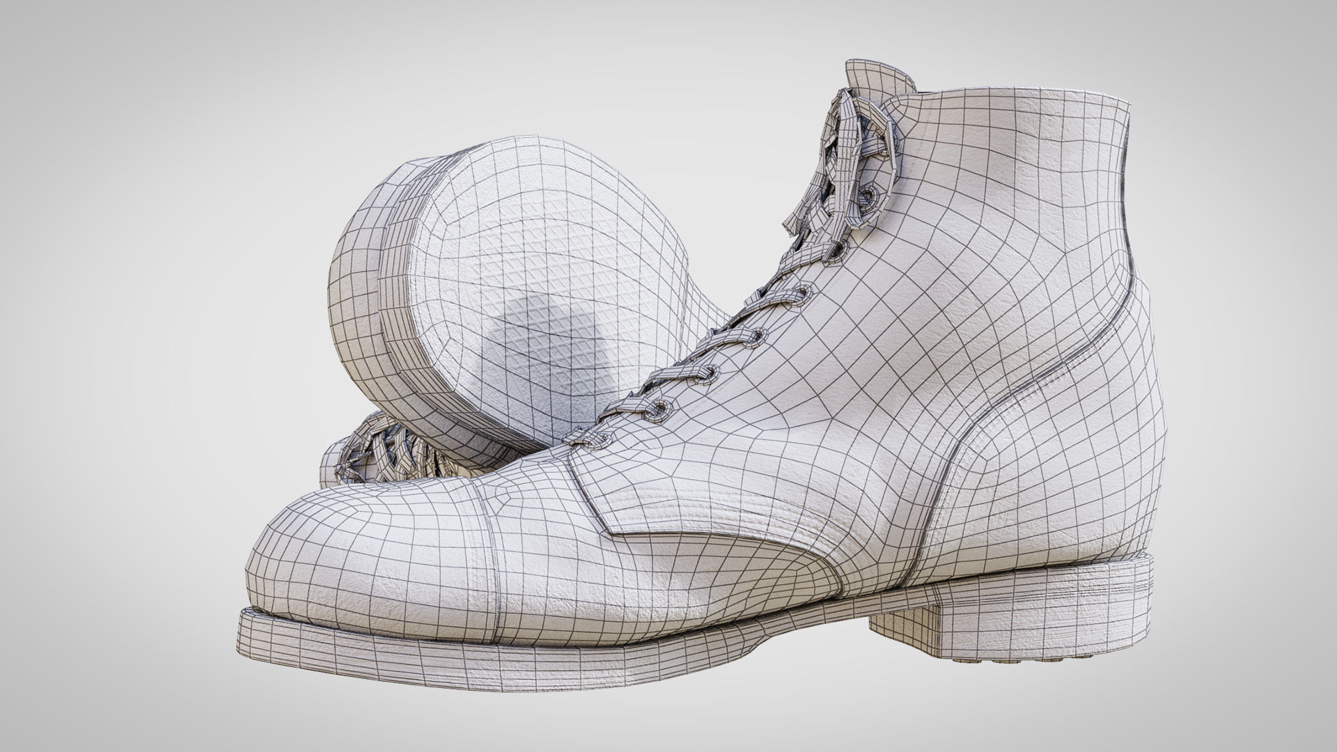 US WWII Service Shoes 3D model_4
