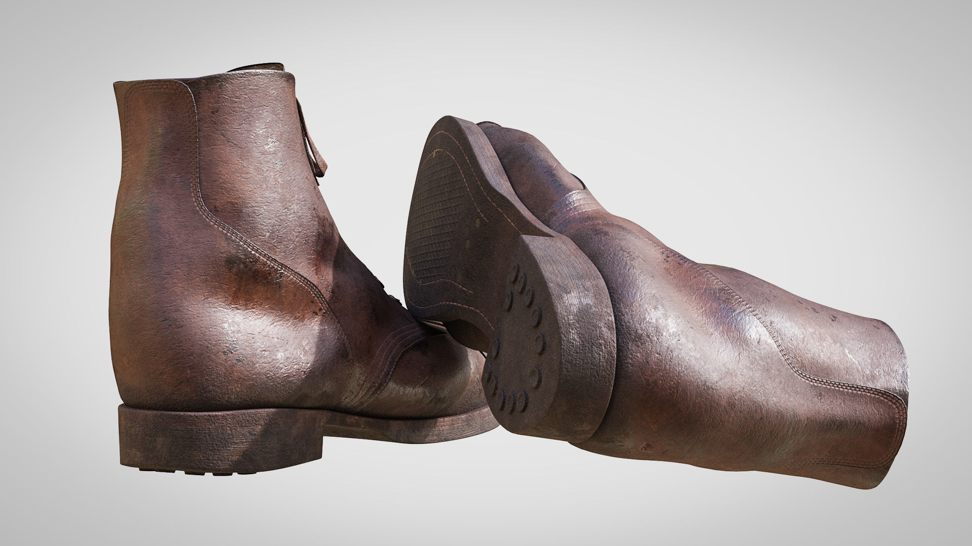 US WWII Service Shoes 3D model_2