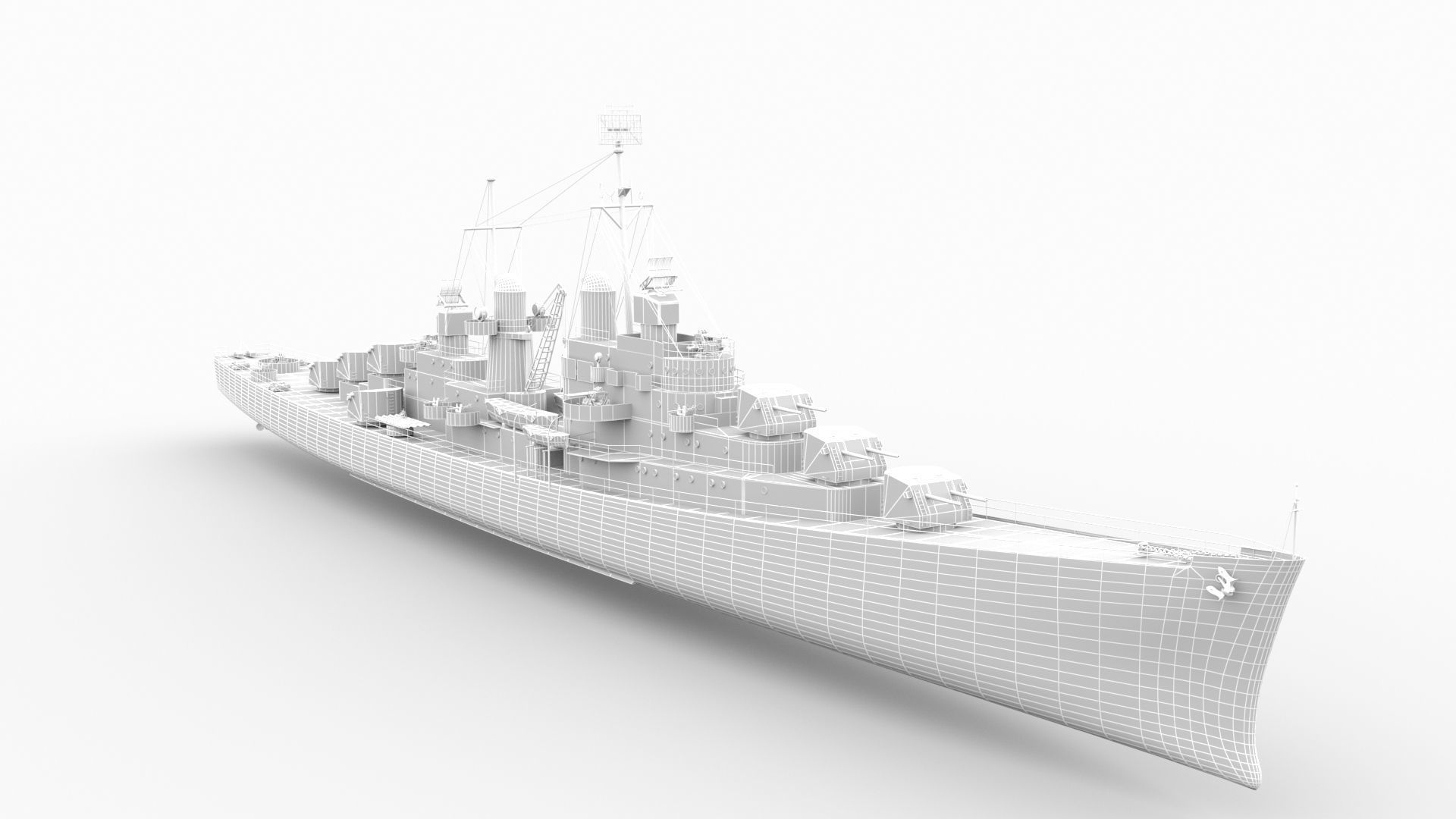 USS Atlanta CL-51 Low-poly 3D model_6