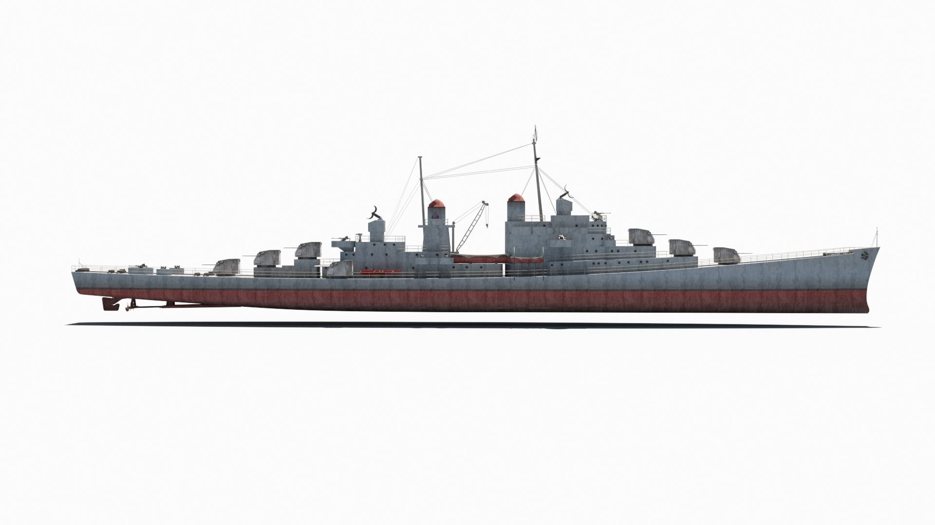 USS Atlanta CL-51 Low-poly 3D model_2