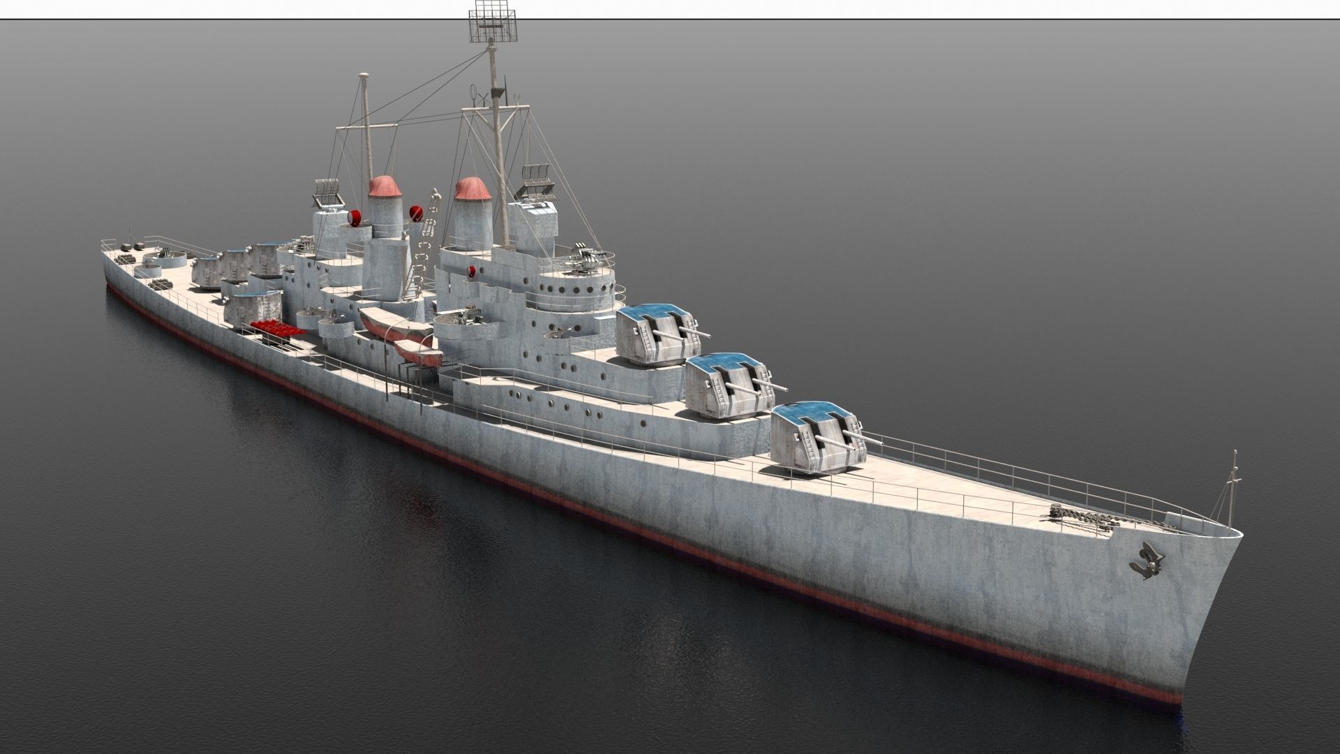 USS Atlanta CL-51 Low-poly 3D model_5