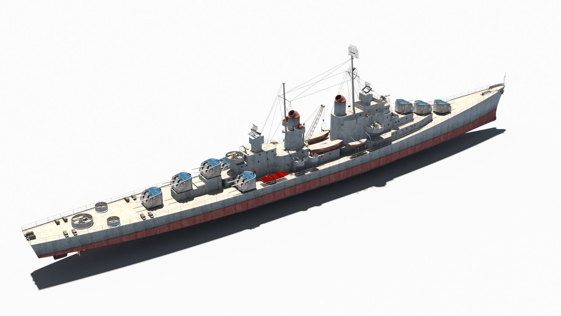 USS Atlanta CL-51 Low-poly 3D model_1