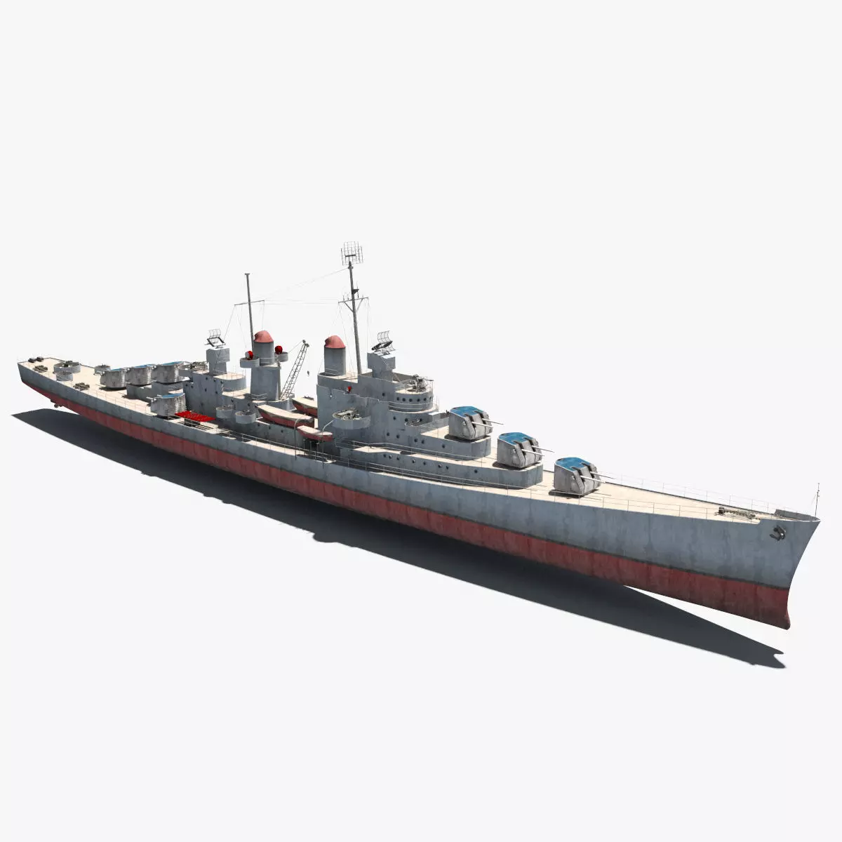 USS Atlanta CL-51 Low-poly 3D model_0