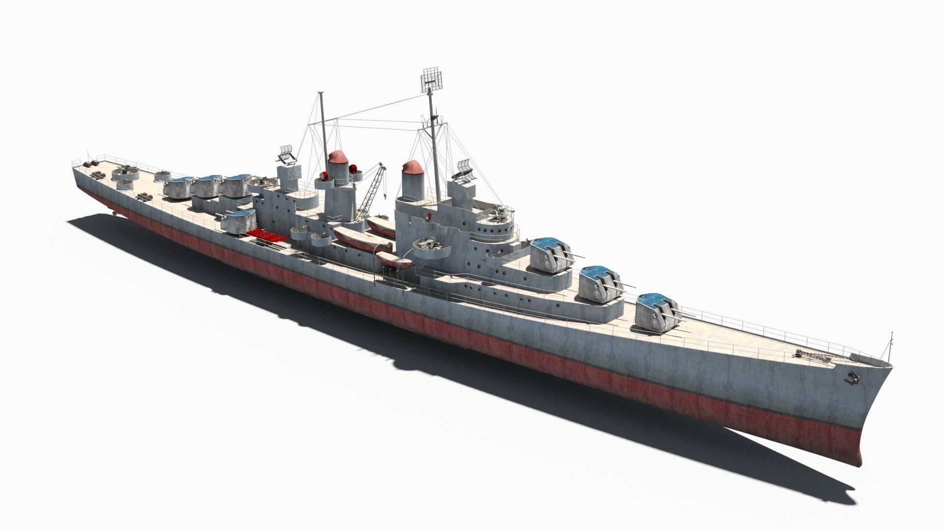 USS Atlanta CL-51 Low-poly 3D model_3