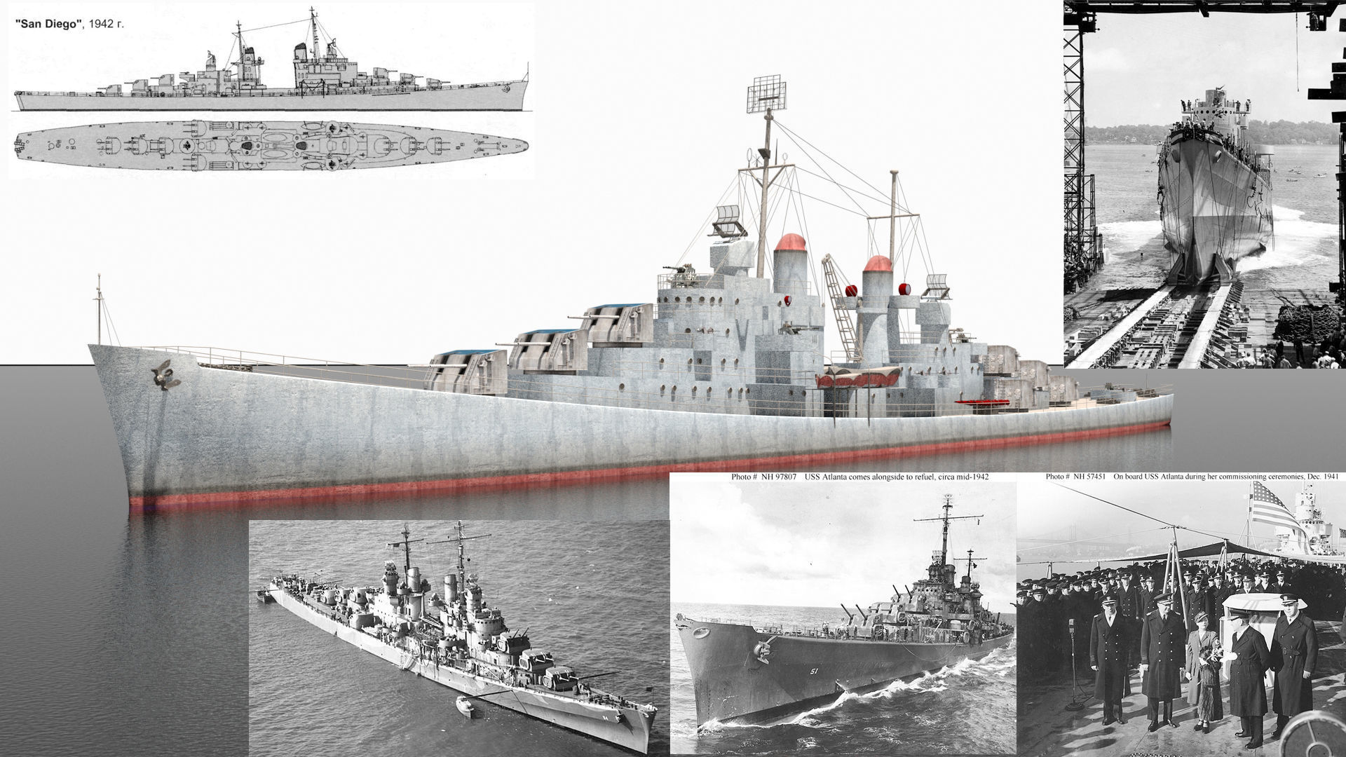 USS Atlanta CL-51 Low-poly 3D model_4