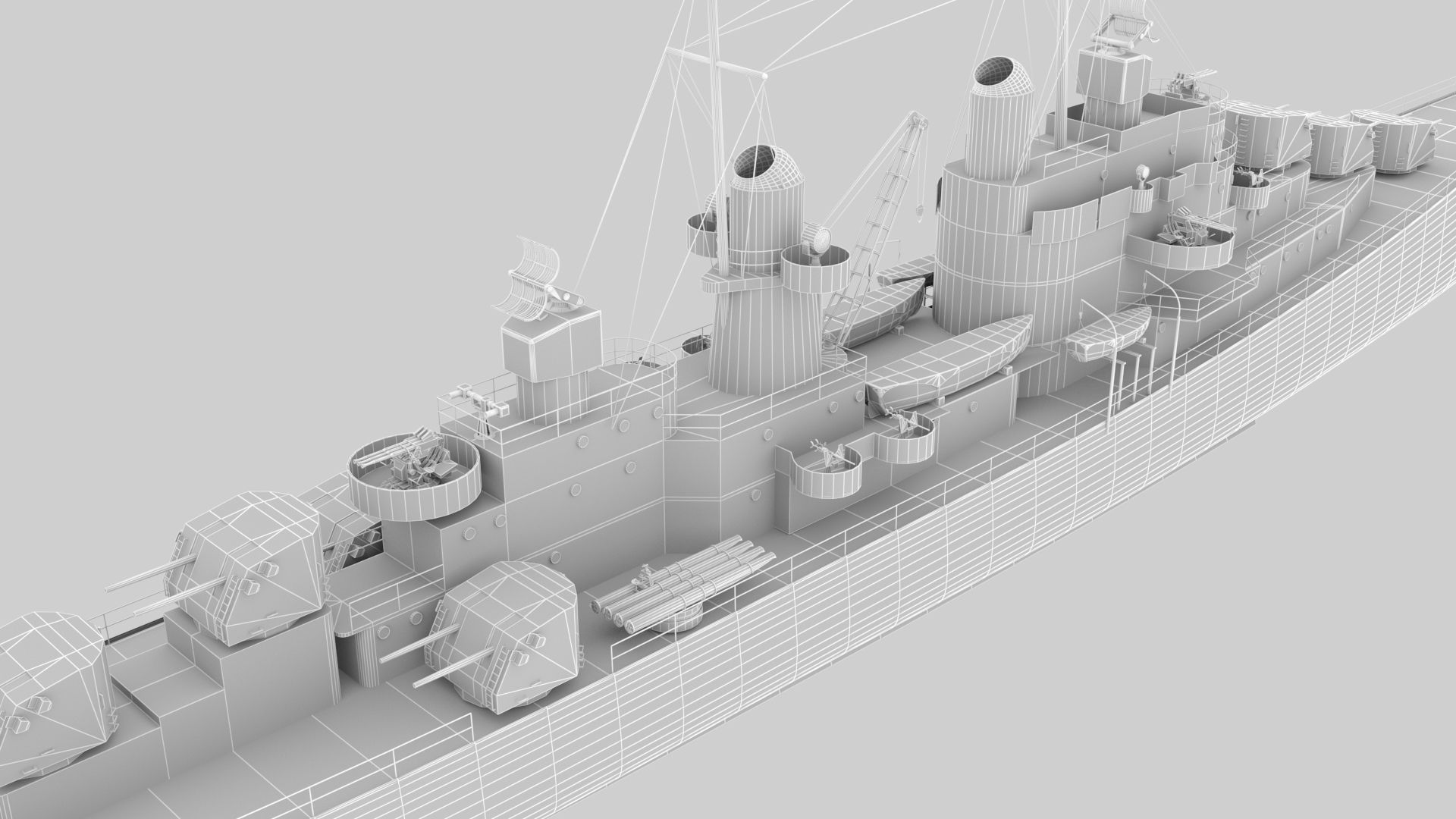 USS Atlanta CL-51 Low-poly 3D model_7