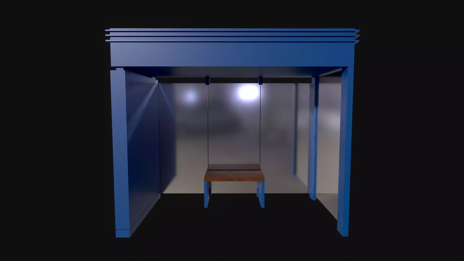 City bus stop Low-poly 3D model_0