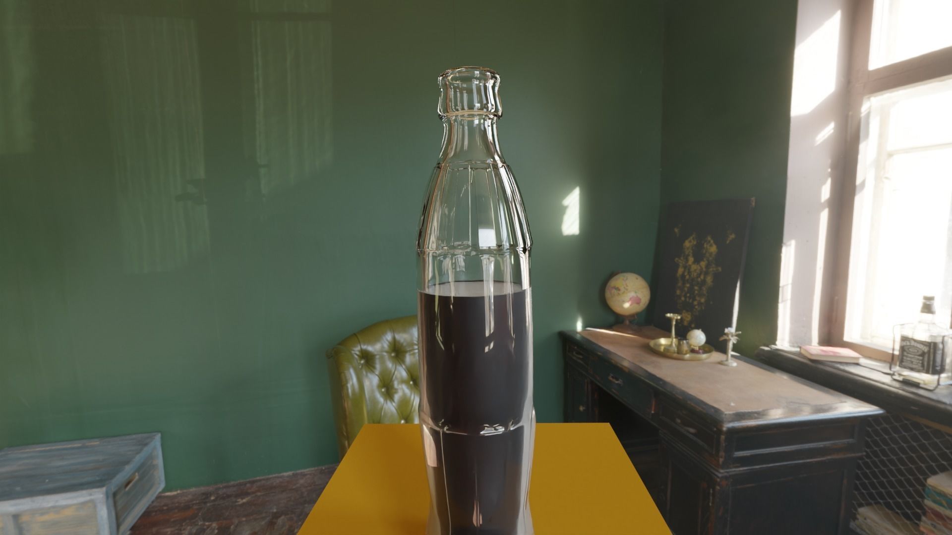 Glass bottle with liquid- PBR 3D model_1