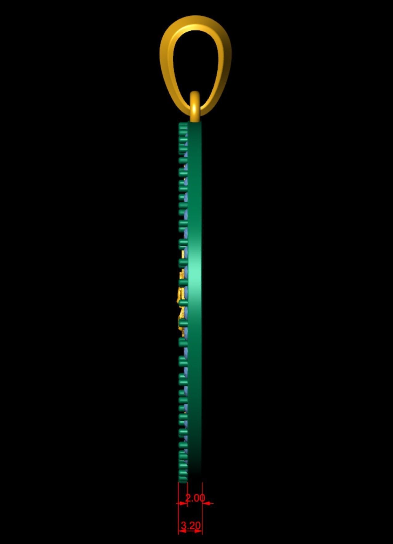 Mayan Calendar Diamond 2 inch Pendant  3D print model_8