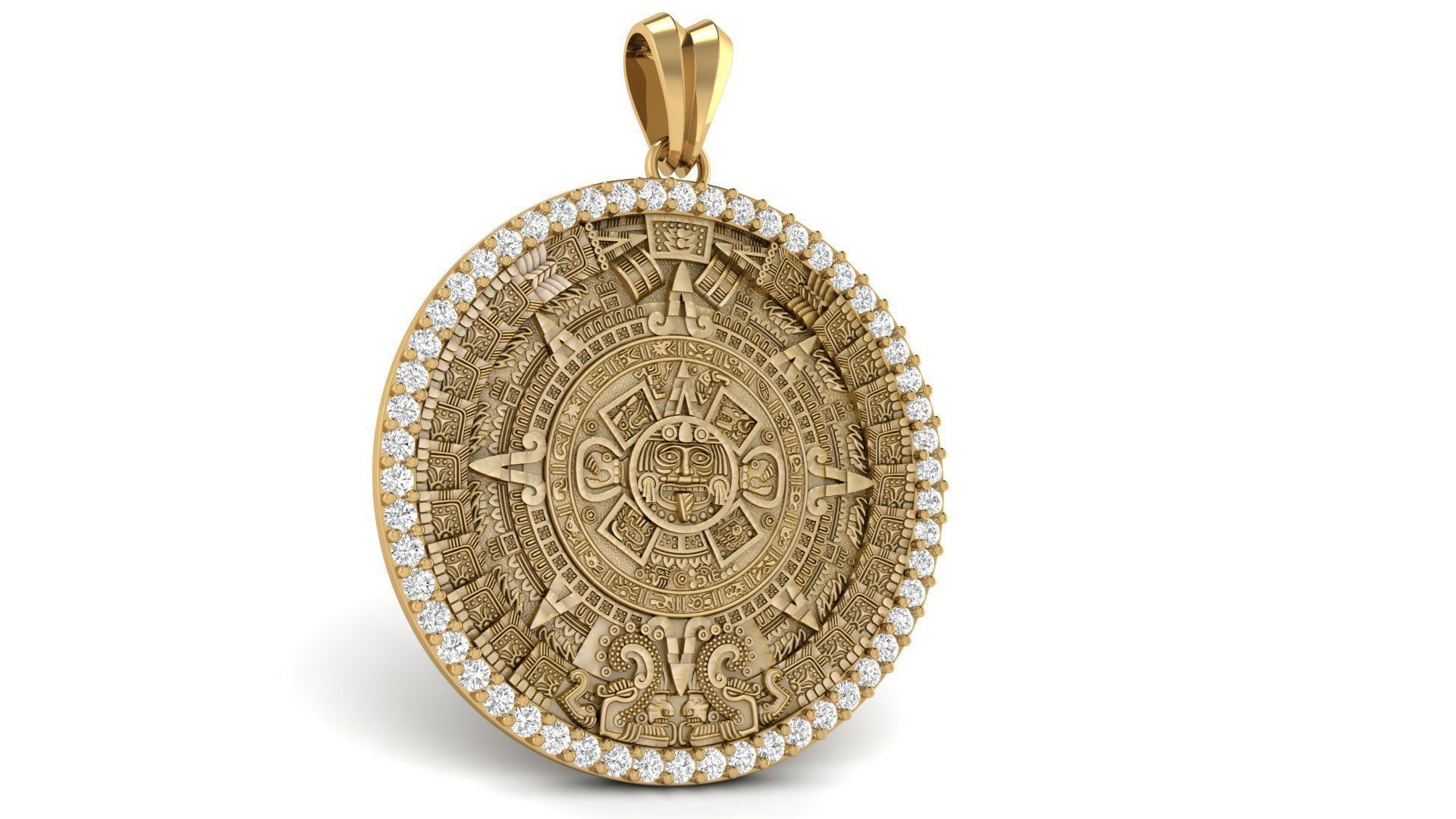 Mayan Calendar Diamond 2 inch Pendant  3D print model_1