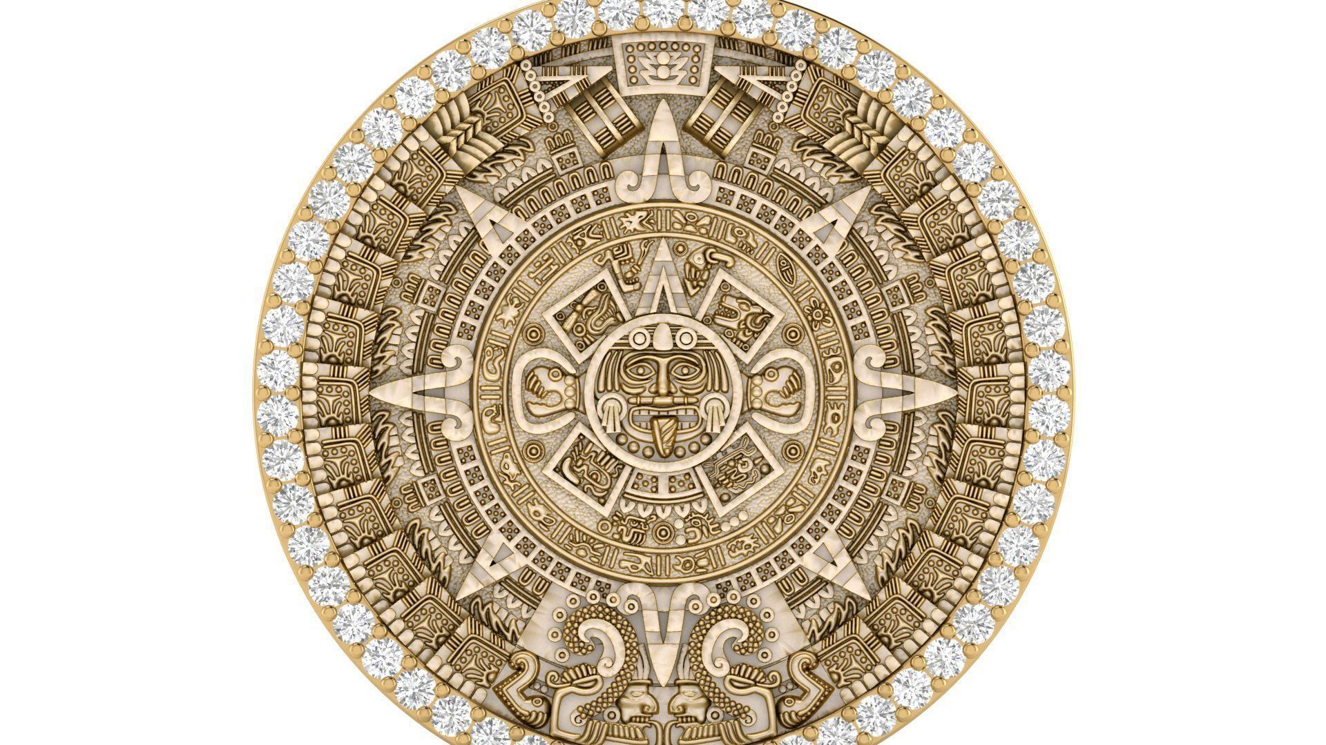 Mayan Calendar Diamond 2 inch Pendant  3D print model_3