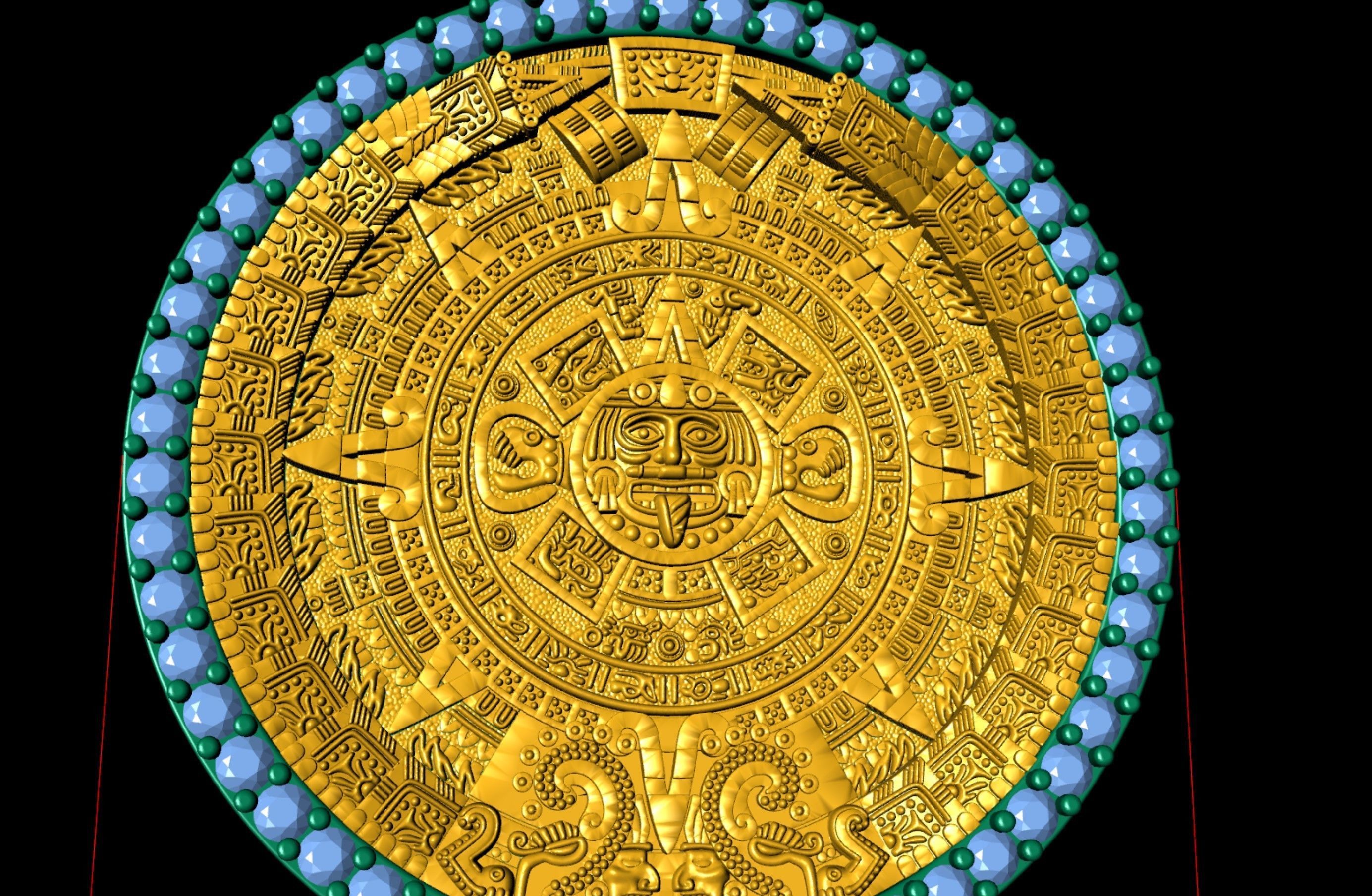 Mayan Calendar Diamond 2 inch Pendant  3D print model_6