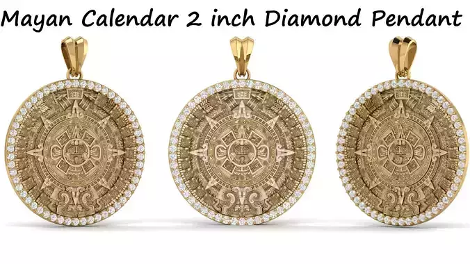 Mayan Calendar Diamond 2 inch Pendant  3D print model