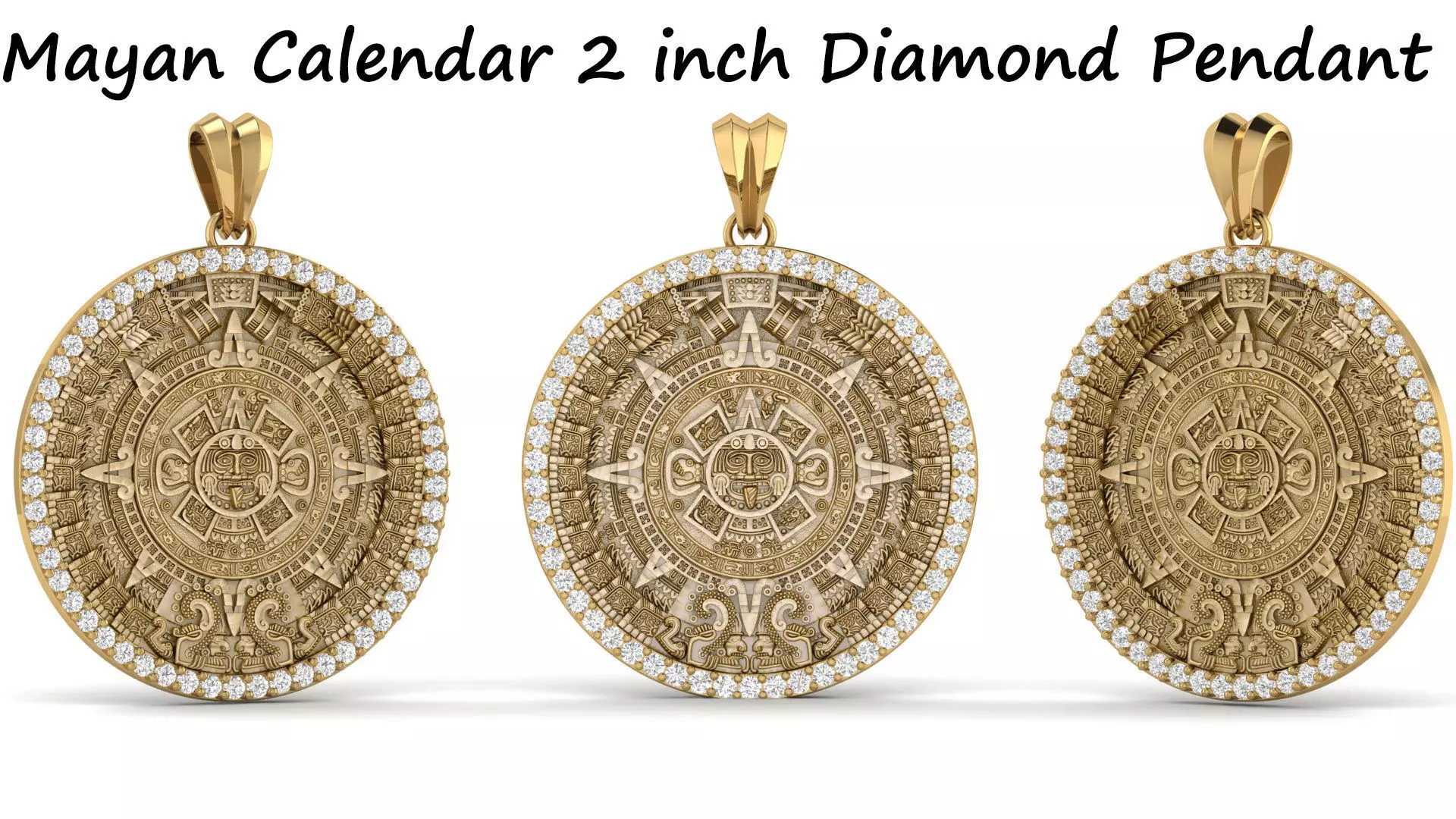 Mayan Calendar Diamond 2 inch Pendant  3D print model_0