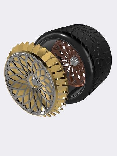 PRO TOURING MCS Low-Pro - Hex Wheels N Turbo Fans with Tires 3D print model
