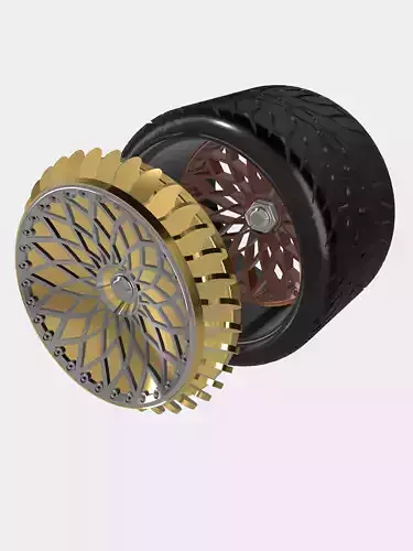PRO TOURING MCS Low-Pro - Hex Wheels N Turbo Fans with Tires 3D print model
