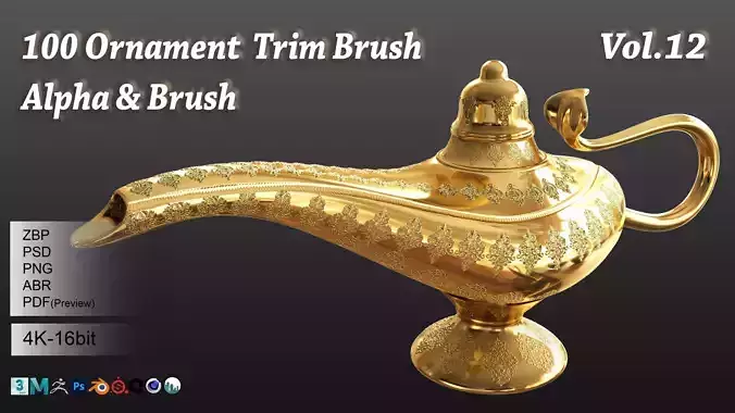 100 Ornament Trim Brush - Alpha and Brush 