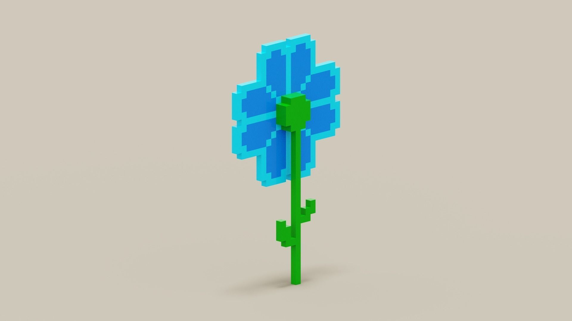 Voxel Blue Daisy Low-poly 3D model_5