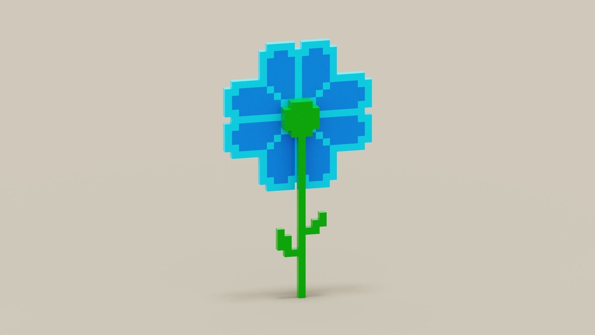 Voxel Blue Daisy Low-poly 3D model_6