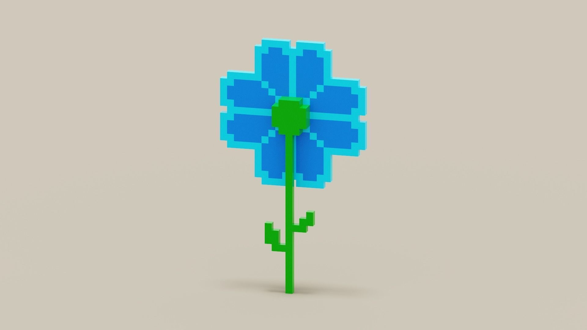 Voxel Blue Daisy Low-poly 3D model_7