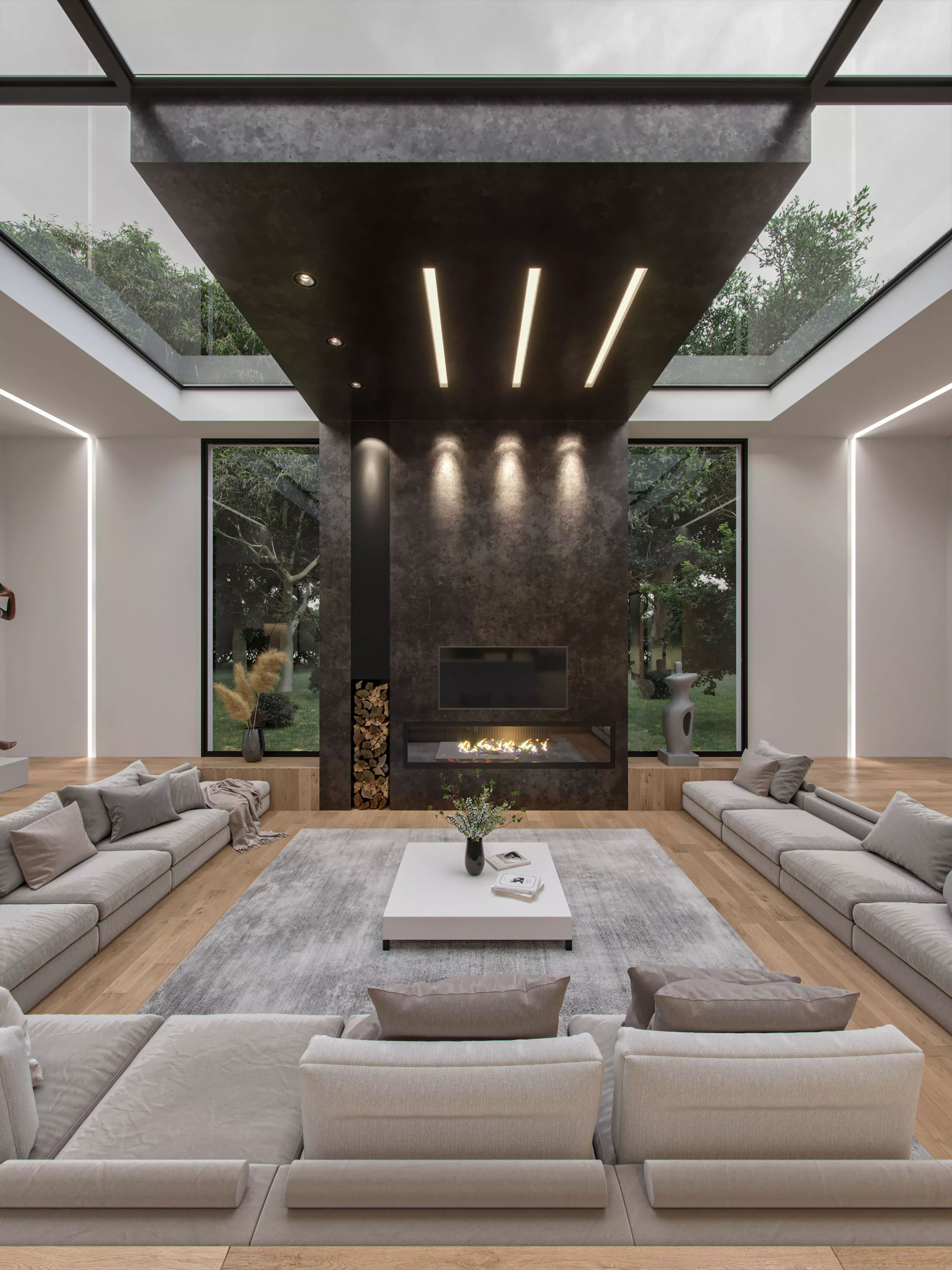 Modern white interior 3D model_0