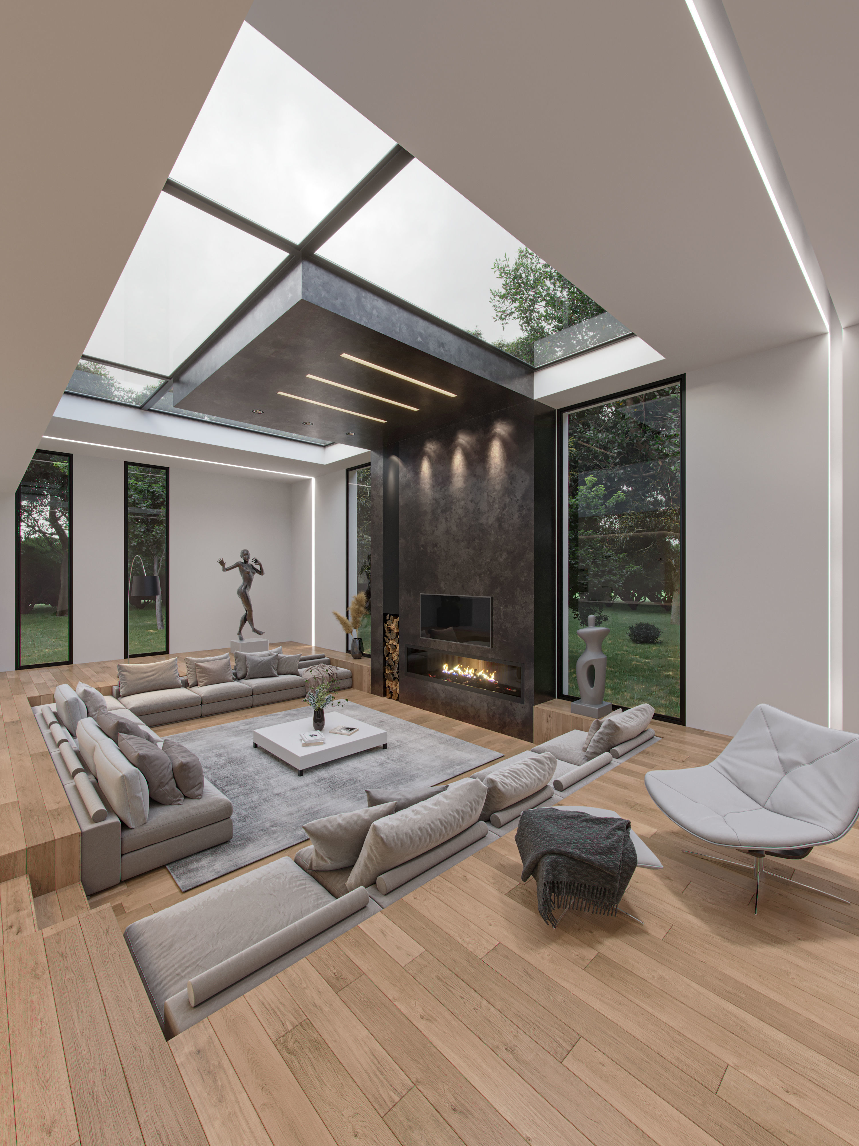 Modern white interior 3D model_3