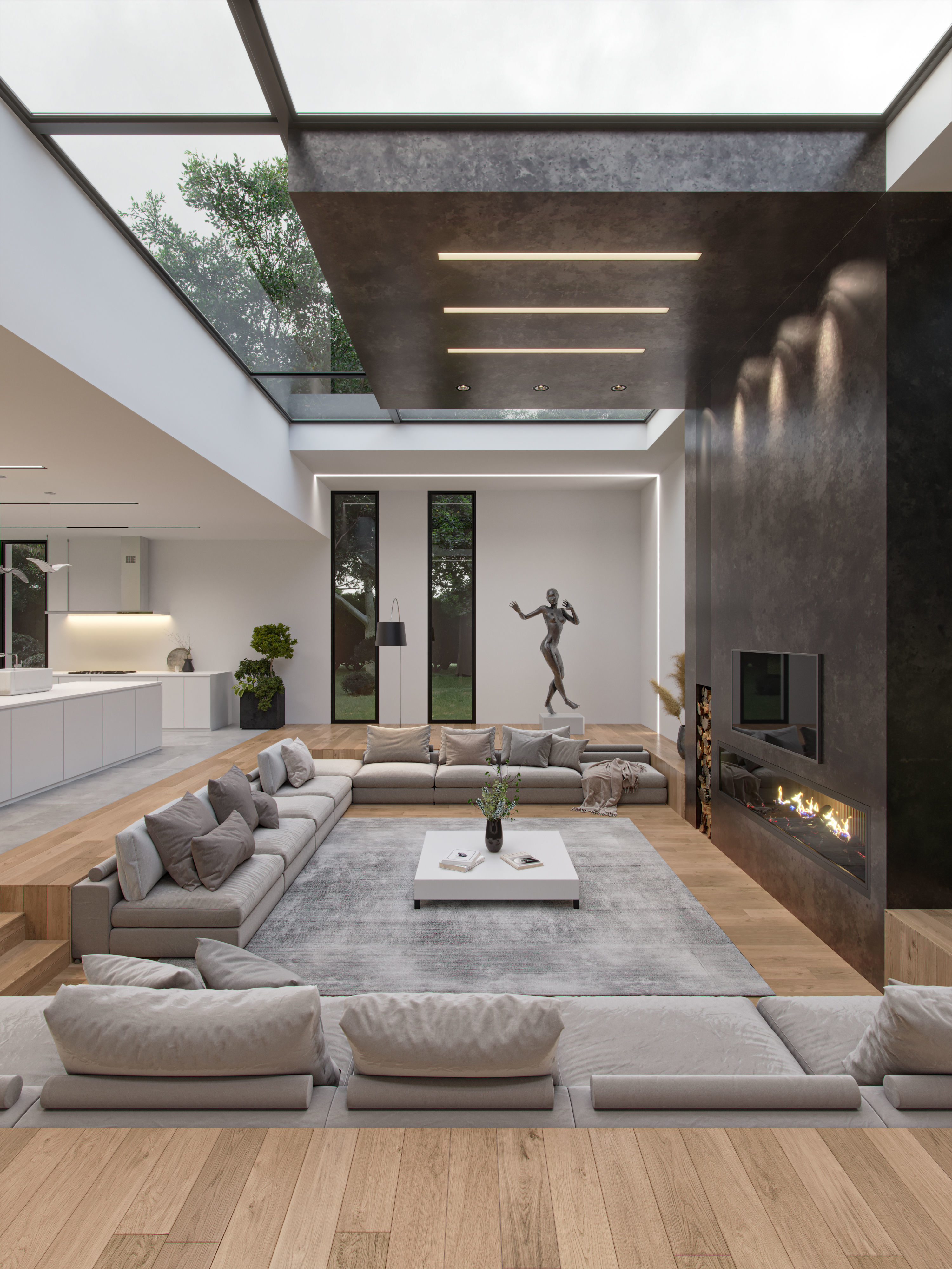 Modern white interior 3D model_4