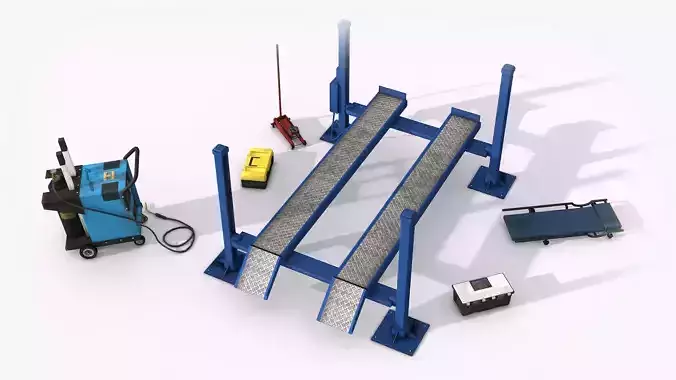 Auto Repair Shop Lowpoly Car Service 3D Models Collection